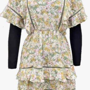 Multi Floral Ruffle Tiered Short Dress (Sample)