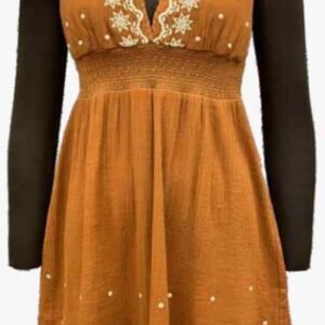 Embroidered Wrap Ruffle Dress (Sample)